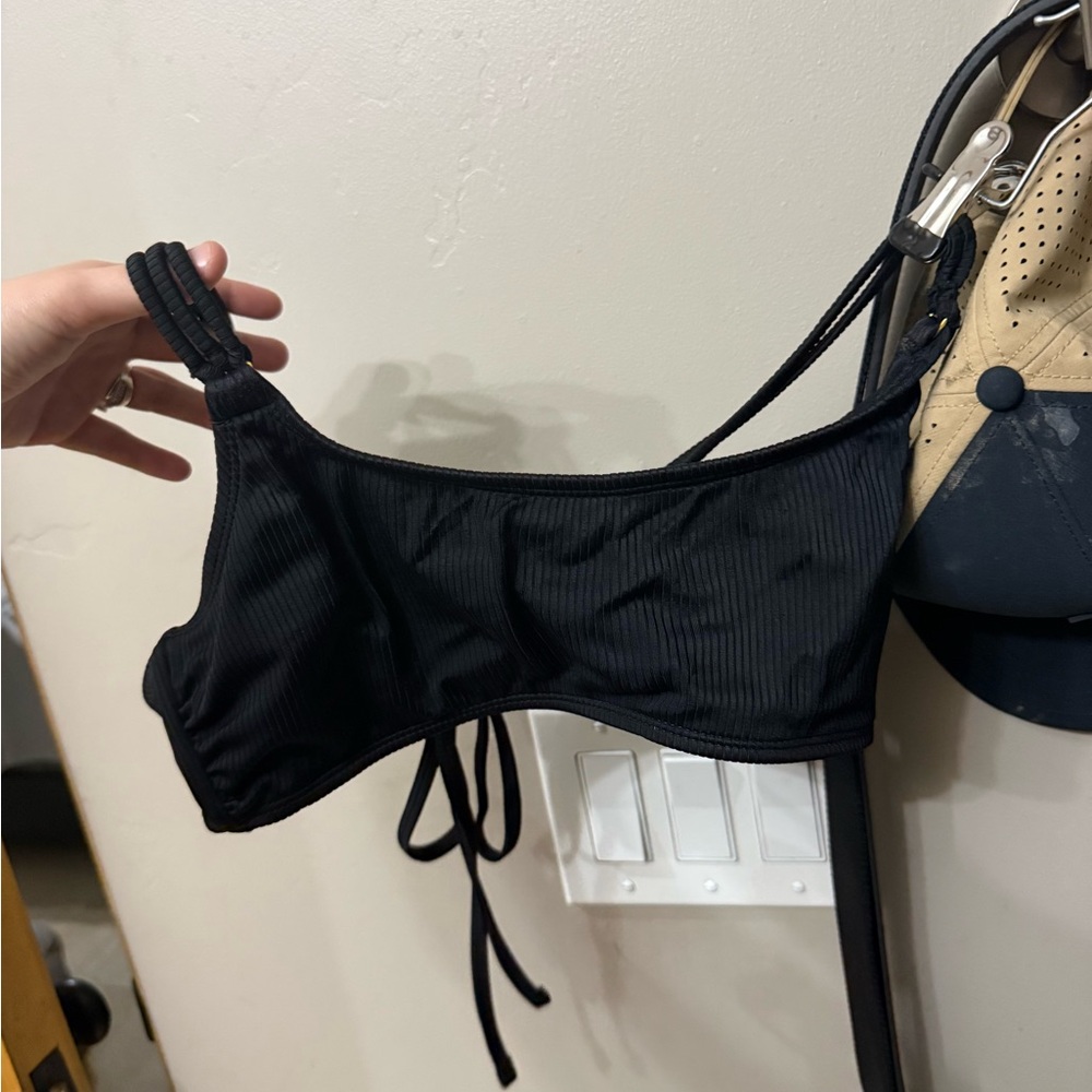 Black Ribbed Bikini Top